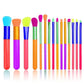 15-Pieces: Rainbow Color High Quality Makeup Brush Set