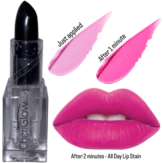 Satin Matte Color Changing Lipstick - Black To Pink