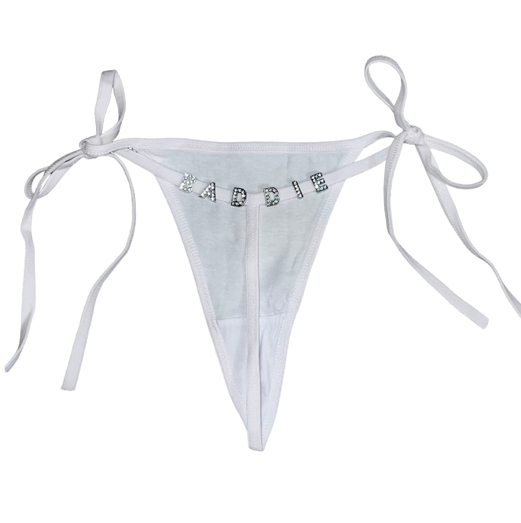 Womens Underwear Custom Rhinestone Leather Bikini G-Chain/String