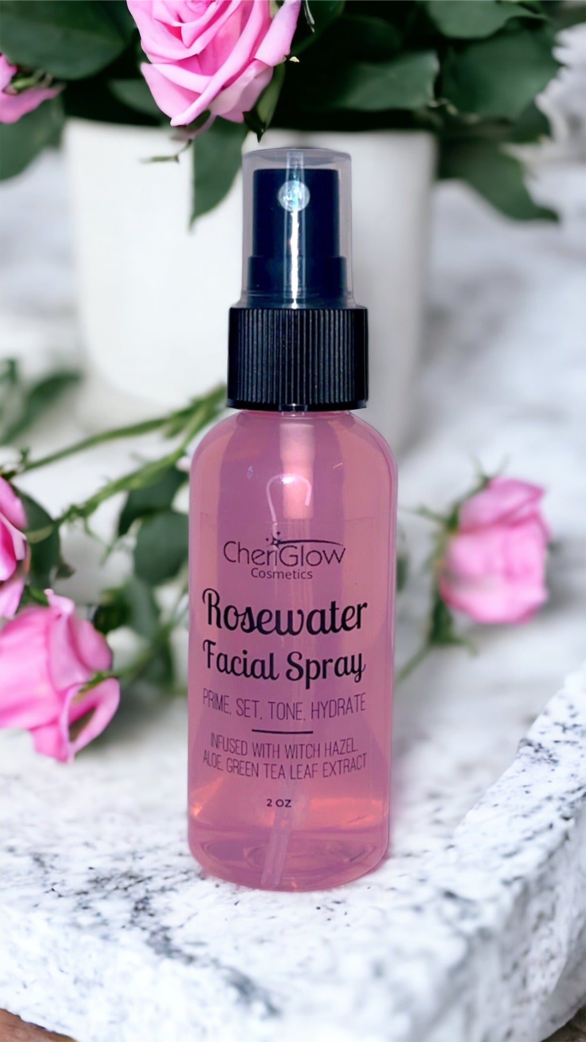 Rose Water Facial Spray with Witch Hazel, Aloe, & Green Tea Leaf Extract