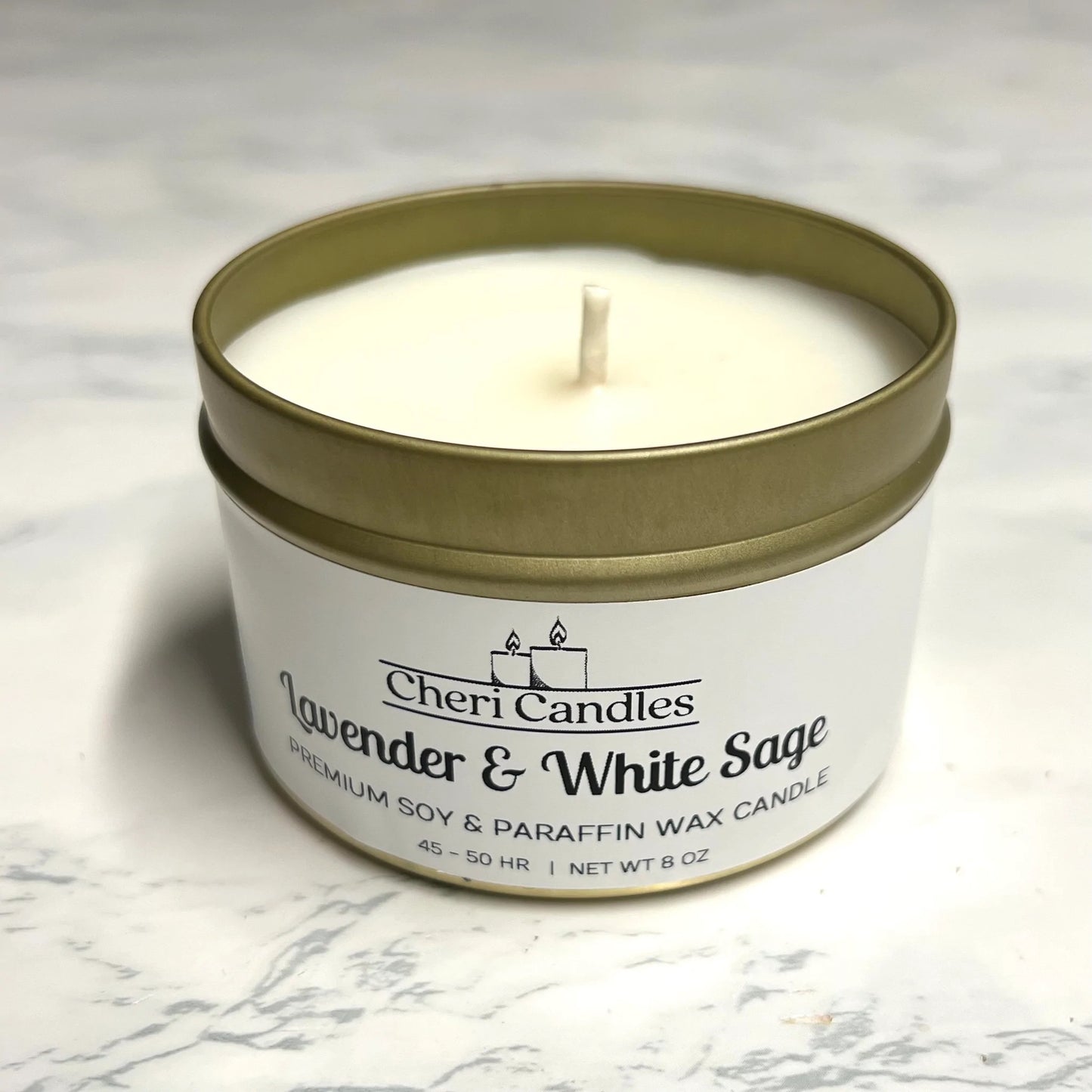 Lavender & White Sage - 8oz - Cheri Candle