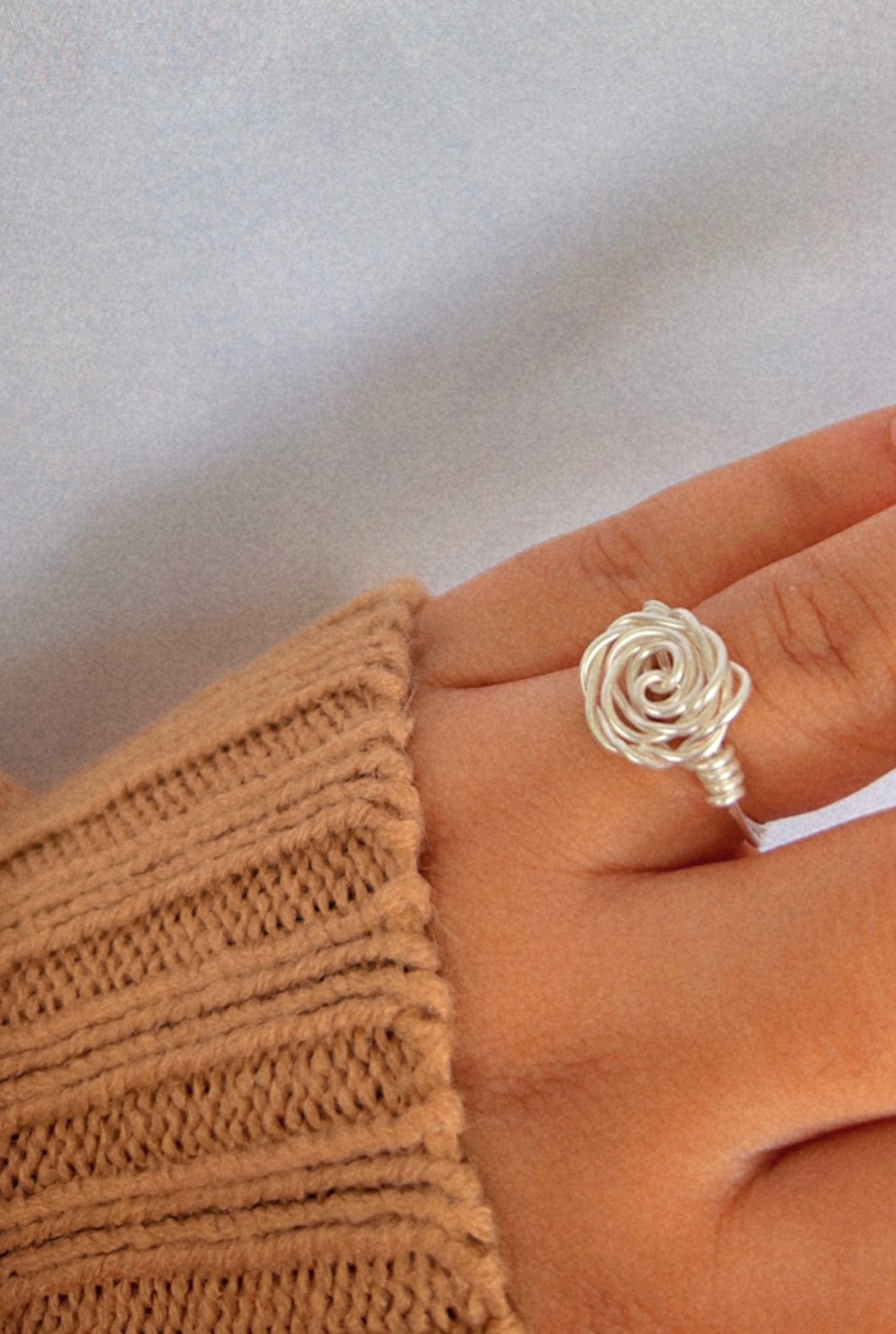 Dainty Wire Wrapped Flower Ring (Silver & Gold)
