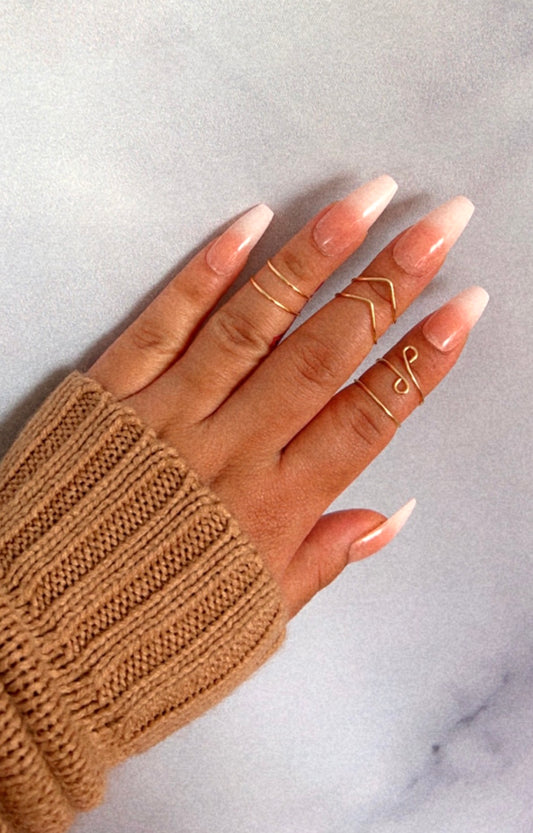 Dainty Midi Knuckle Rings -  Set of 6