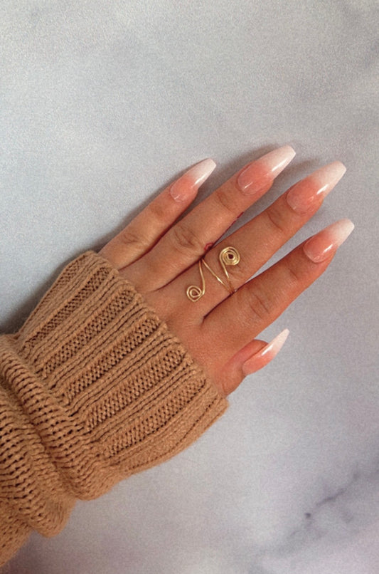 Double Wrapped Swirl Wire Ring (Silver & Gold)