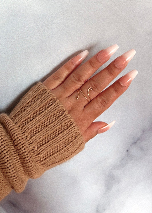 Double Swirl Midi Knuckle Ring - Silver & Gold